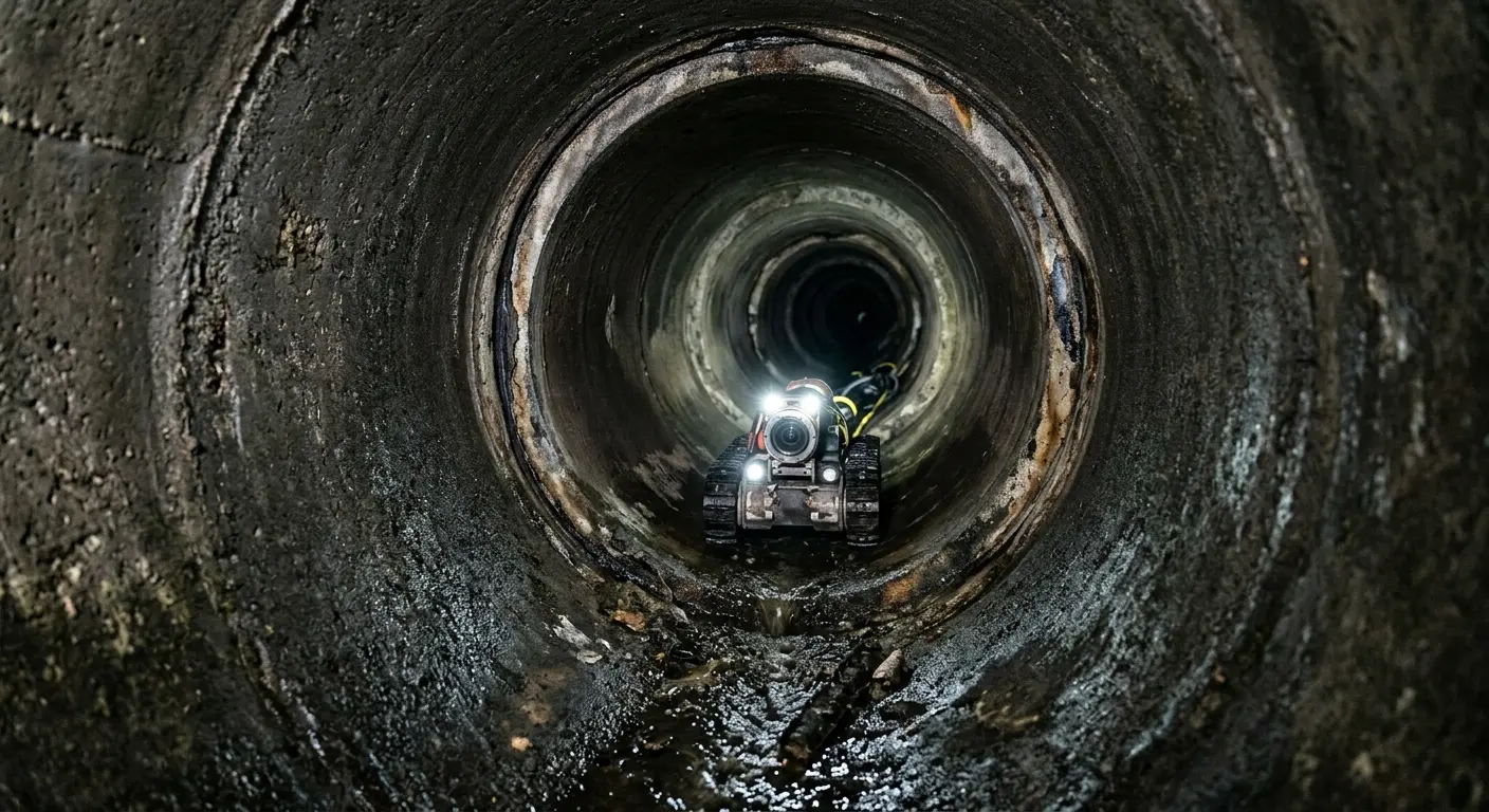 Robotic sewer camera inspecting pipe interior for Sewer Line Repair in Manasquan